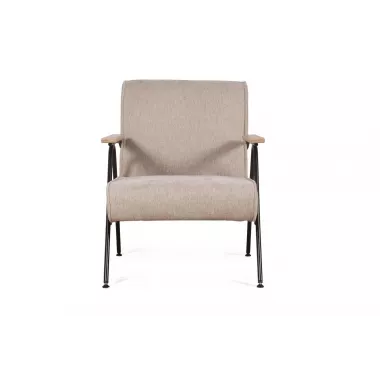 Кресло Andy с деревянными подлокотниками, шенилл Shantal beige