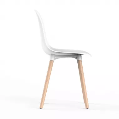 Стул Eames, (комплект 2 шт), пластик белый / опоры дерево