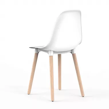 Стул Eames, (комплект 2 шт), пластик белый / опоры дерево