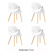 Стул Akella, (комплект 4 шт), пластик белый / опоры дерево